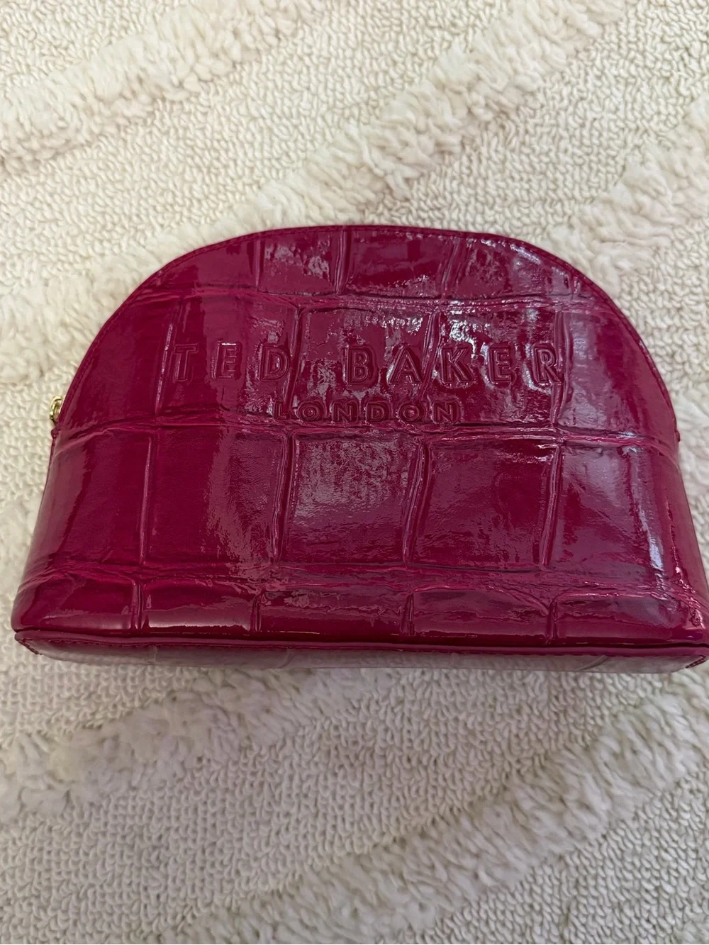 Ted Baker Pink Croc-Embossed Cosmetic Makeup Bag